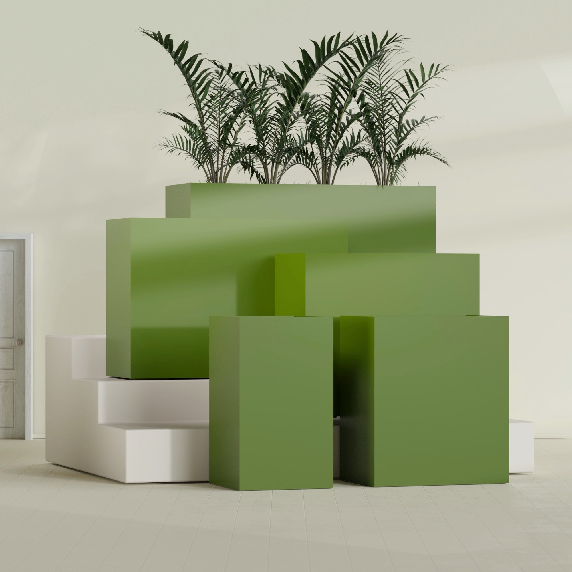 Darwin Large Rectangle Fiberglass Planter - 36 in x 24 in x 42 in - Satin Green - Satin Green,36 in x 24 in x 42 in