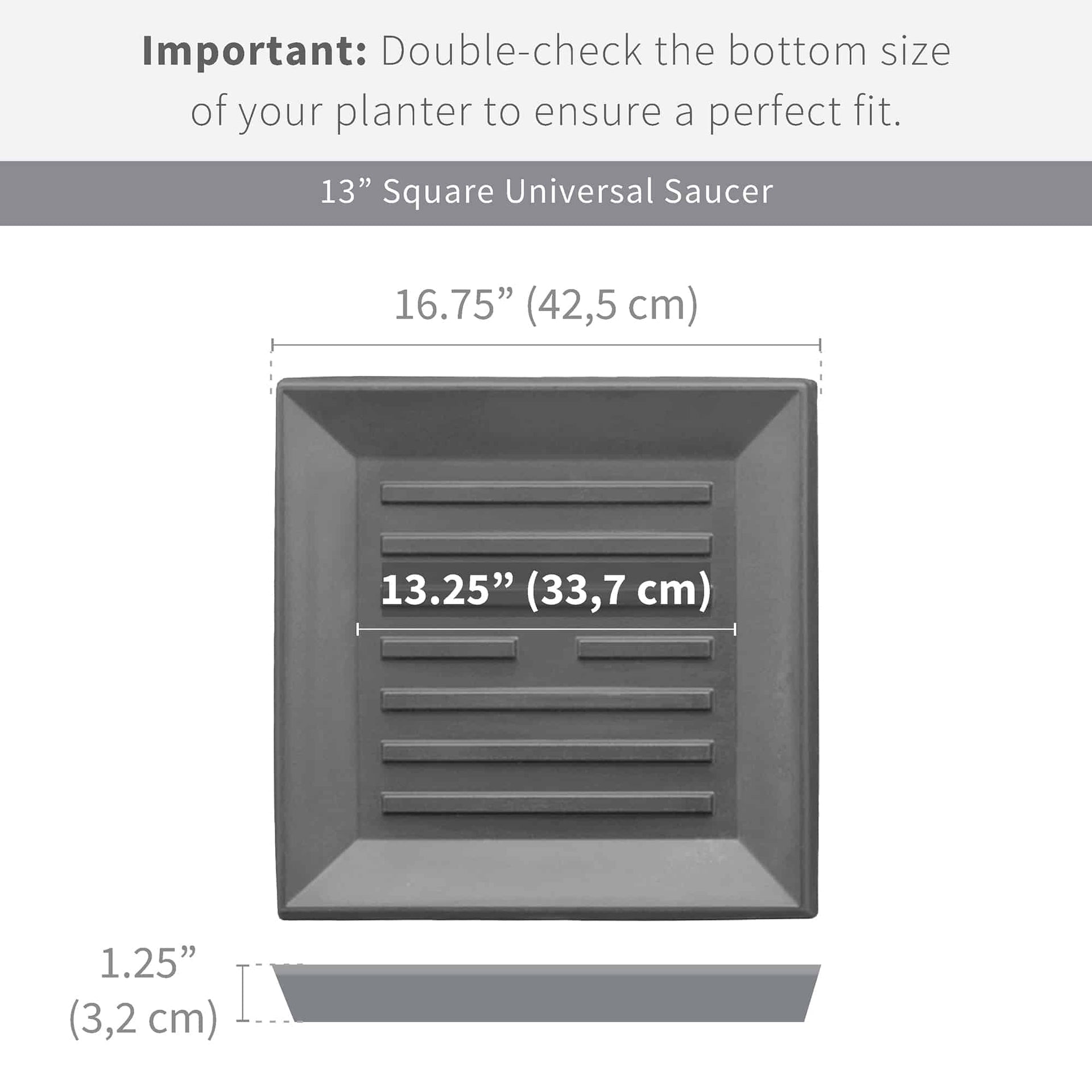 Square Universal Saucer - 16.8in Ext., 13.3in Int. - Caviar Black - Caviar Black,16.8" Ext. (13.3" Int.)