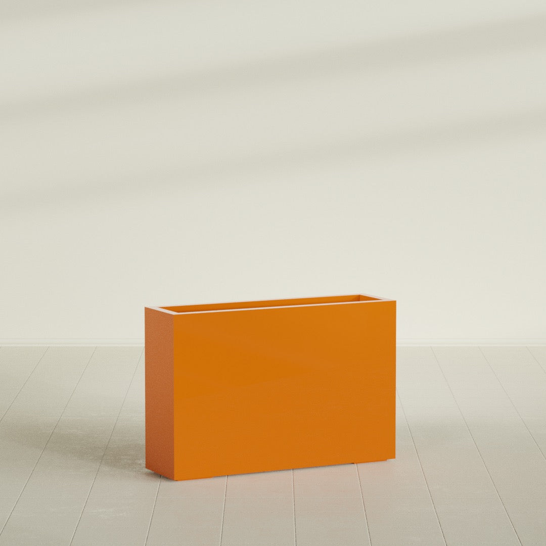 Milano Large Narrow Rectangle Fiberglass Planter - 36 in x 10 in x 24 in - Gloss Tangerine - Gloss Tangerine,36 in x 10 in x 24 in