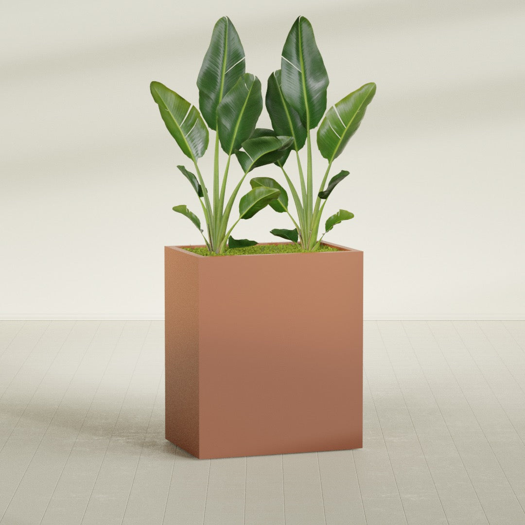 Darwin Large Rectangle Fiberglass Planter - 36 in x 24 in x 42 in - Matte Terracotta - Matte Terracotta,36 in x 24 in x 42 in