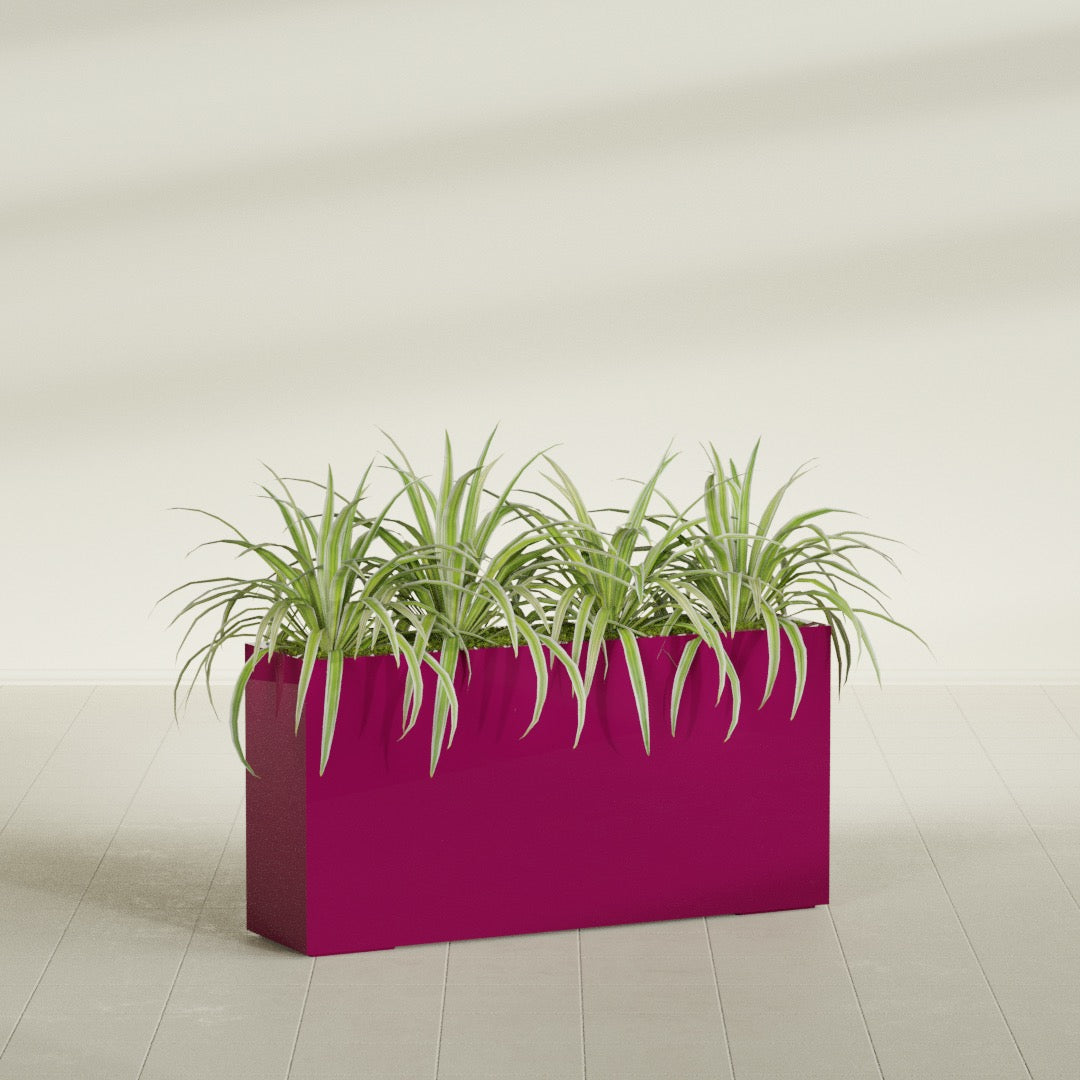 Hollywood Extra Large Narrow Rectangle Fiberglass Planter - 48 in x 12 in x 24 in - Gloss Eggplant - Gloss Eggplant,48 in x 12 in x 24 in
