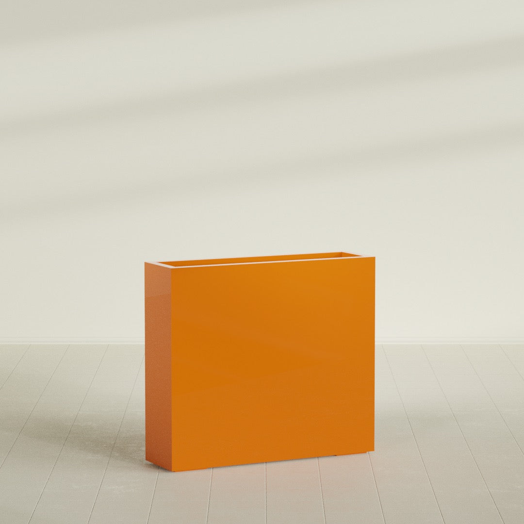 Amesbury Large Narrow Rectangle Fiberglass Planter - 36 in x 10 in x 32 in - Gloss Tangerine - Gloss Tangerine,36 in x 10 in x 32 in