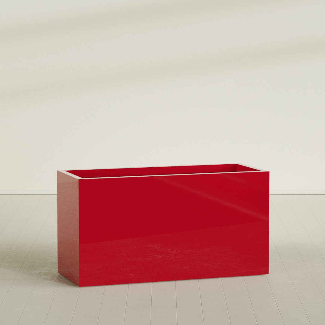 Brisbane Extra Large Long Rectangle Fiberglass Planter - 60 in x 24 in x 32 in - Gloss Red - Gloss Red,60 in x 24 in x 32 in