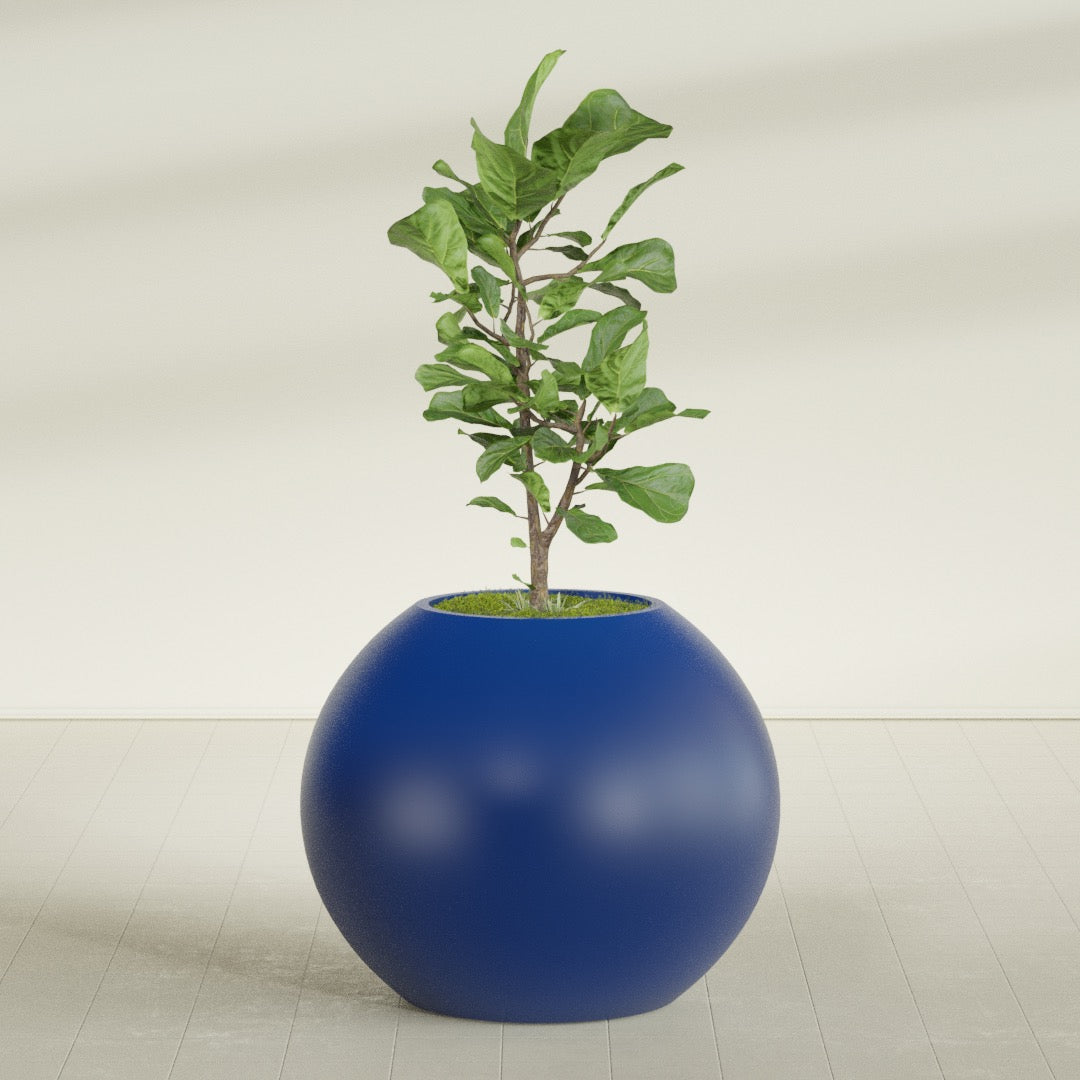 Globe Large Sphere Fiberglass Planter - 36 in x 36 in x 30 in - Matte Cobalt Blue - Matte Cobalt Blue,36 in x 36 in x 30 in