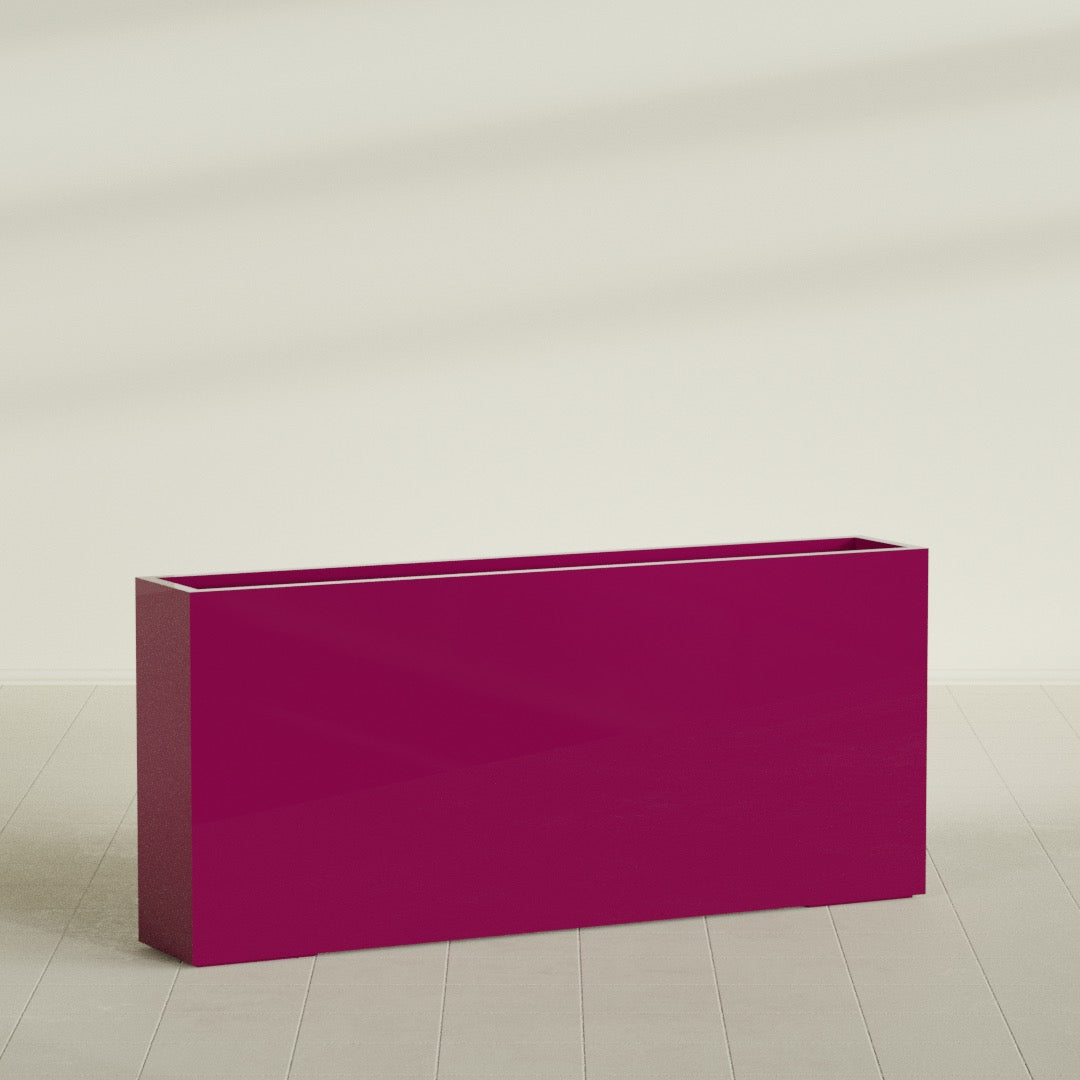 Delray Extra Large Long Rectangle Fiberglass Planter - 72 in x 12 in x 32 in - Gloss Eggplant - Gloss Eggplant,72 in x 12 in x 32 in