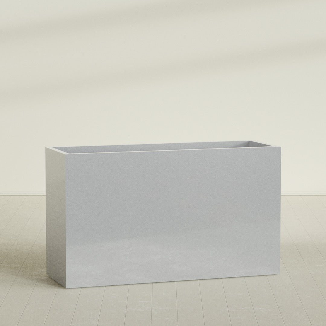 Darwin Extra Large Long Rectangle Fiberglass Planter - 72 in x 24 in x 42 in - Metallic Silver - Metallic Silver,72 in x 24 in x 42 in