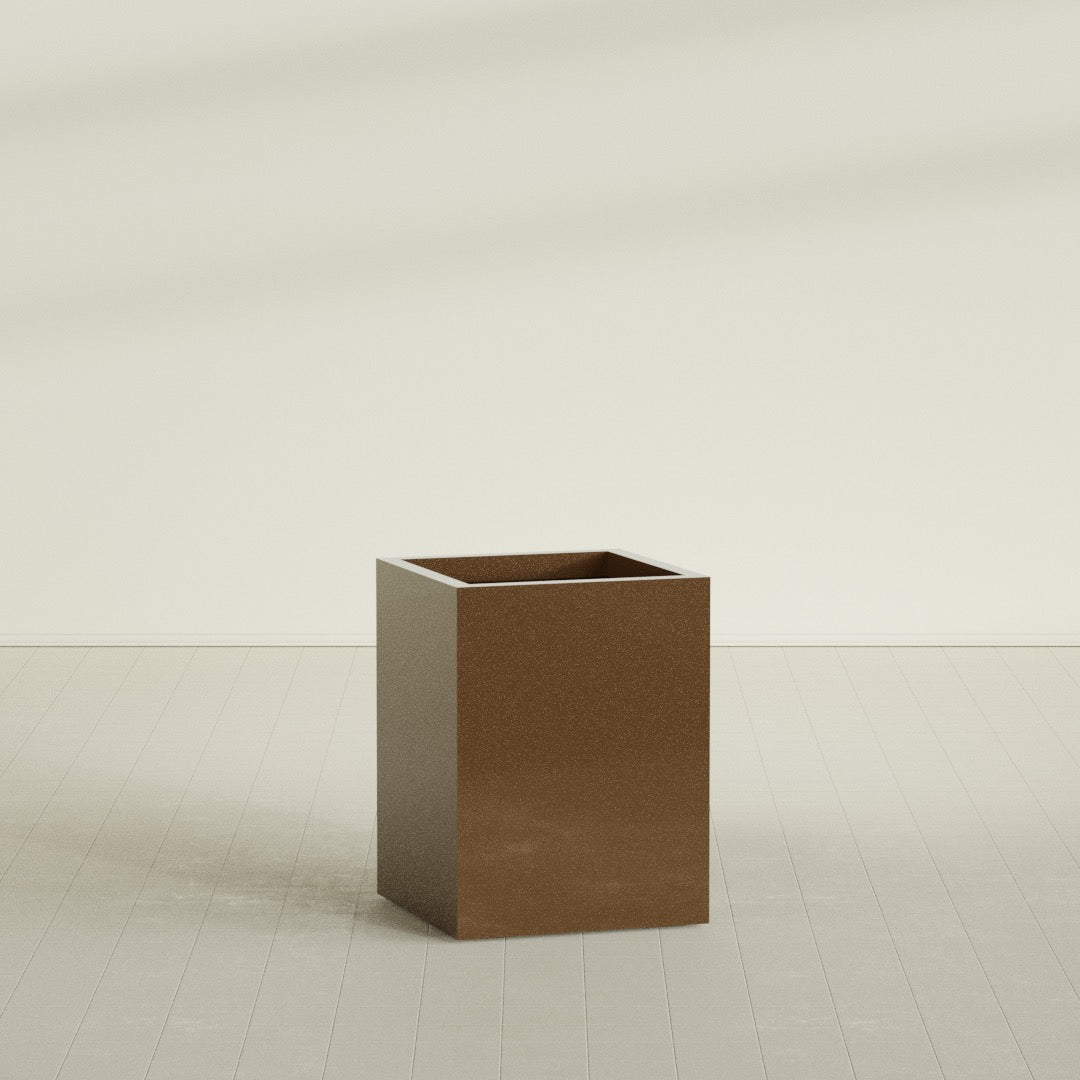 Brisbane Large Rectangle Fiberglass Planter - 24 in x 24 in x 32 in - Metallic Bronze - Metallic Bronze,24 in x 24 in x 32 in