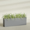 Hollywood Extra Large Narrow Rectangle Fiberglass Planter - 72 in x 12 in x 24 in - Metallic Gunmetal - Metallic Gunmetal,72 in x 12 in x 24 in