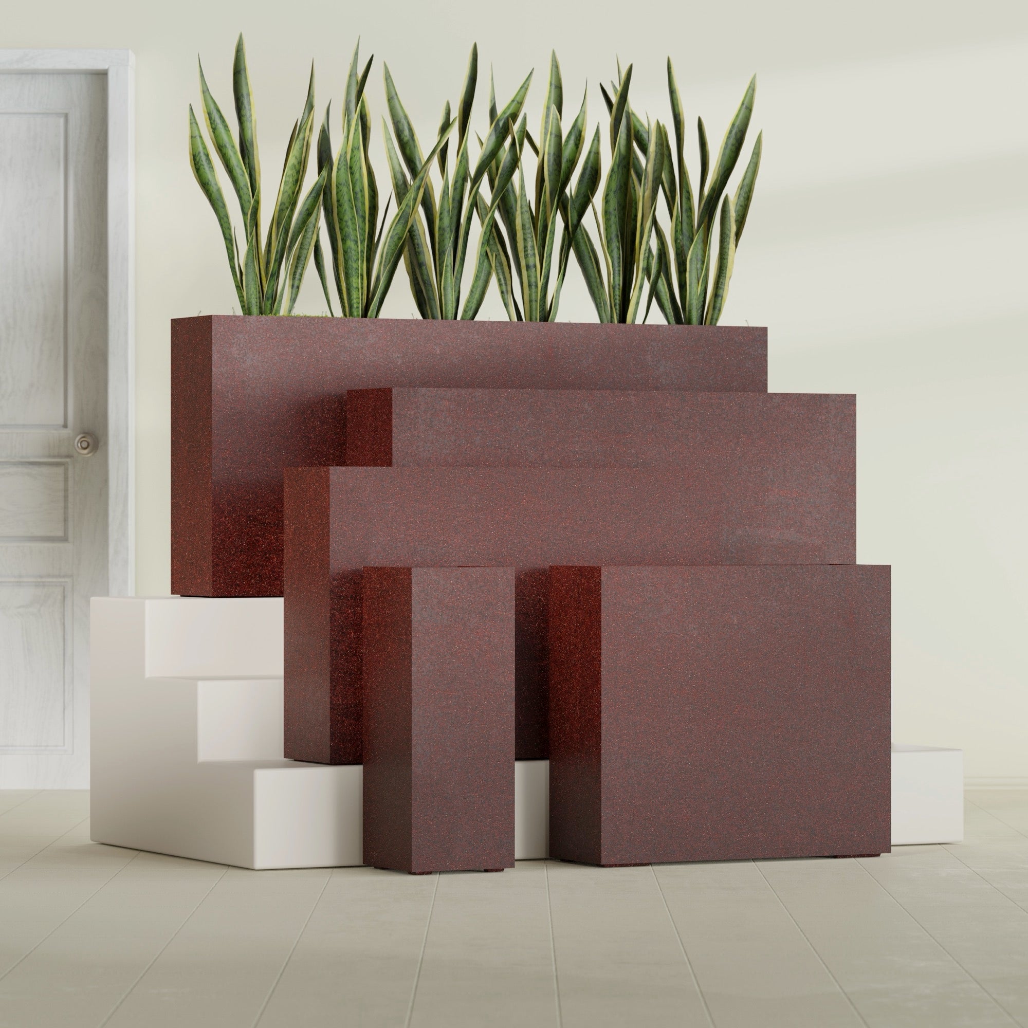 12"-Wide Rectangle - 48in x 12in x 32in - Weathered Steel - Rust - Weathered Steel - Rust,48 in x 12 in x 32 in