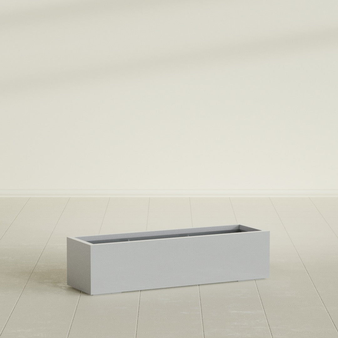 Cuba Large Long Rectangle Fiberglass Planter - 48 in x 14 in x 12 in - Metallic Silver - Metallic Silver,48 in x 14 in x 12 in