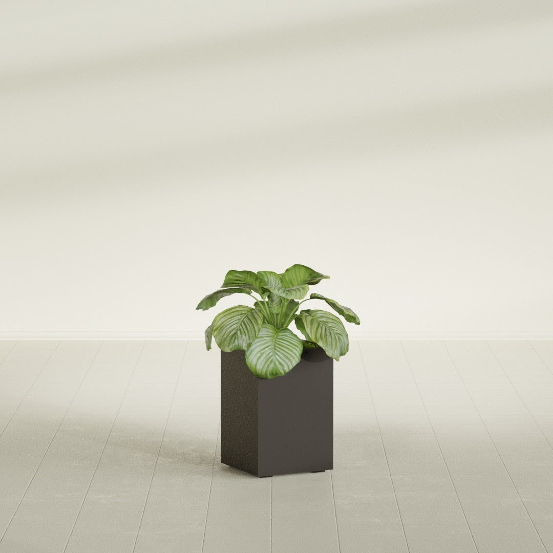 Miami Small Rectangle Fiberglass Planter - 12 in x 12 in x 18 in - Matte Brown - Matte Brown,12 in x 12 in x 18 in