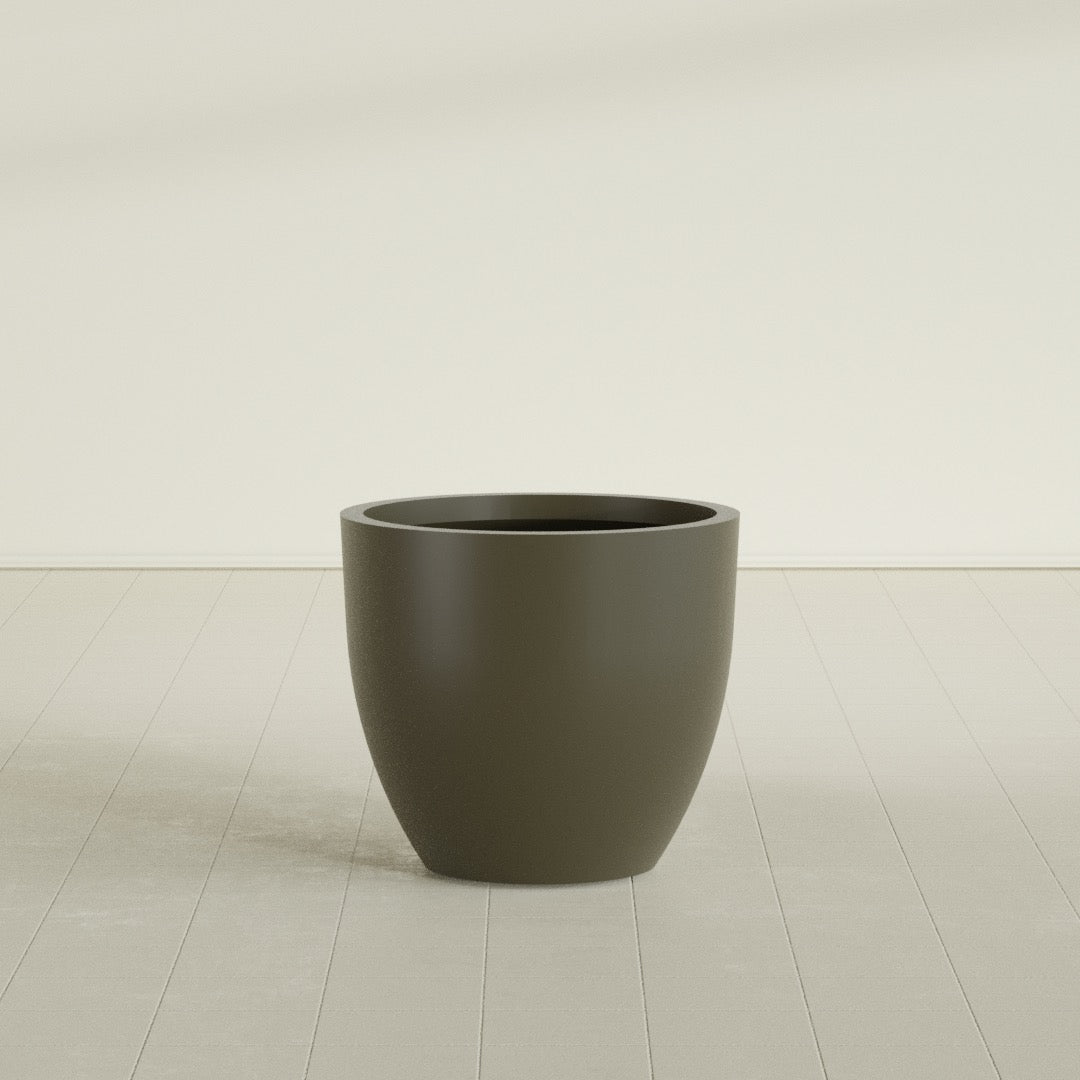 Wannsee Large Round Fiberglass Planter - 33 in x 33 in x 29 in - Matte Bronze - Matte Bronze,33 in x 33 in x 29 in