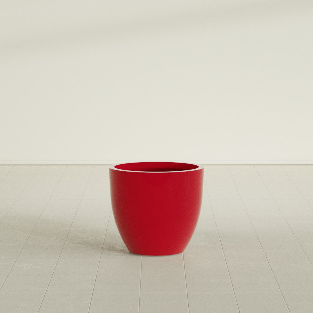 Wannsee Medium Round Fiberglass Planter - 27 in x 27 in x 24 in - Gloss Red - Gloss Red,27 in x 27 in x 24 in