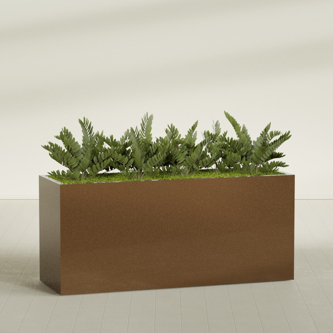 Brisbane Extra Large Long Rectangle Fiberglass Planter - 72 in x 24 in x 32 in - Metallic Bronze - Metallic Bronze,72 in x 24 in x 32 in