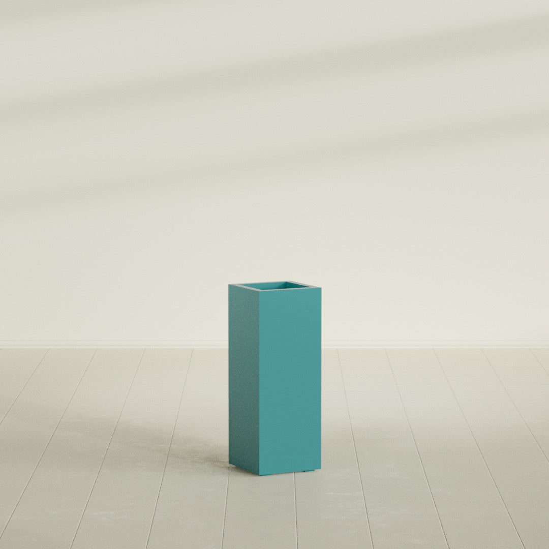 Delray Large Tall Rectangle Fiberglass Planter - 12 in x 12 in x 32 in - Satin Sea Foam - Satin Sea Foam,12 in x 12 in x 32 in