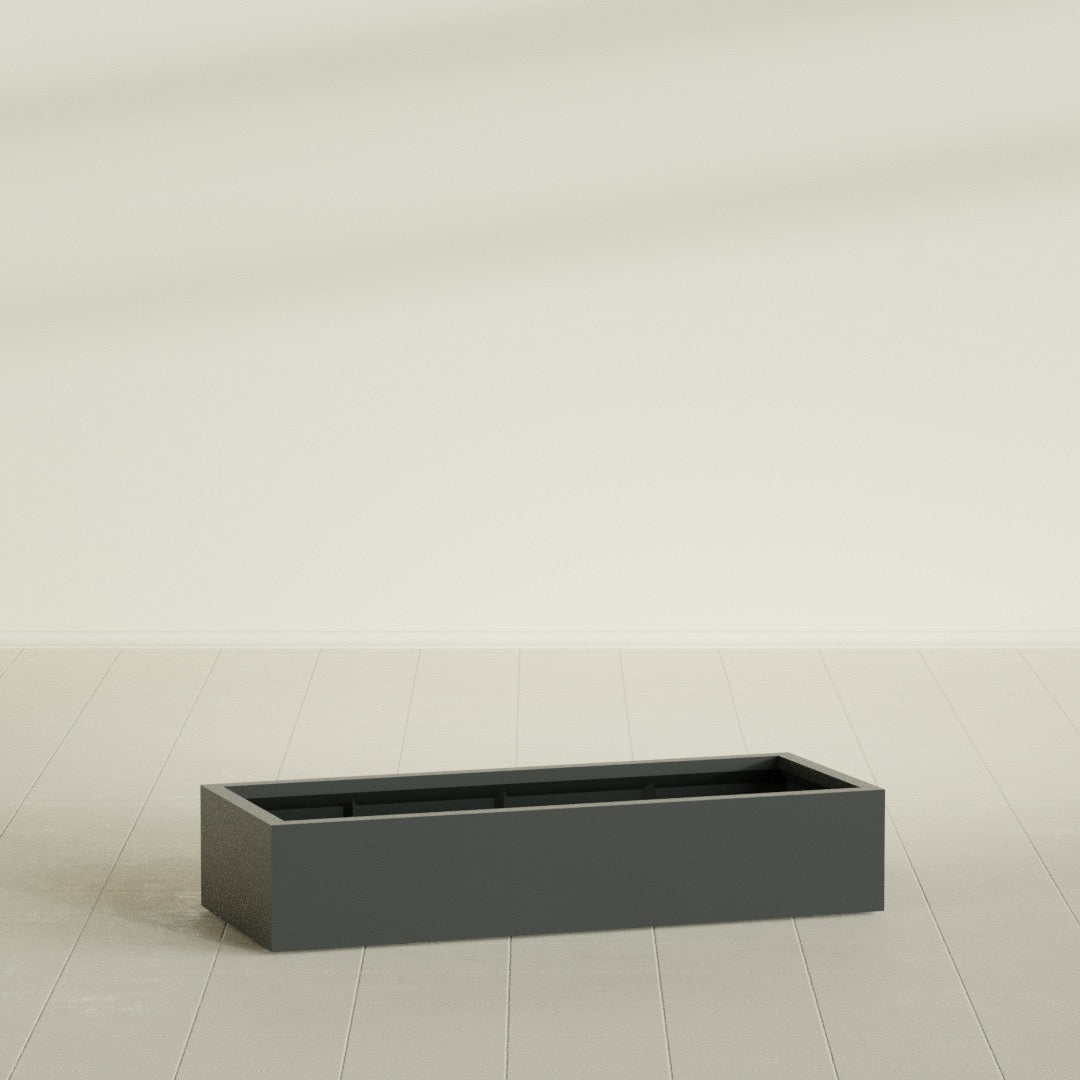 Antwerp Extra Large Long Rectangle Fiberglass Planter - 60 in x 24 in x 12 in - Matte Charcoal - Matte Charcoal,60 in x 24 in x 12 in