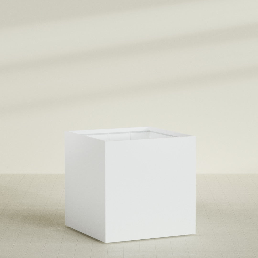 Montroy Extra Large Cube Square Fiberglass Planter - 60 in x 60 in x 60 in - Matte White - Matte White,60 in x 60 in x 60 in