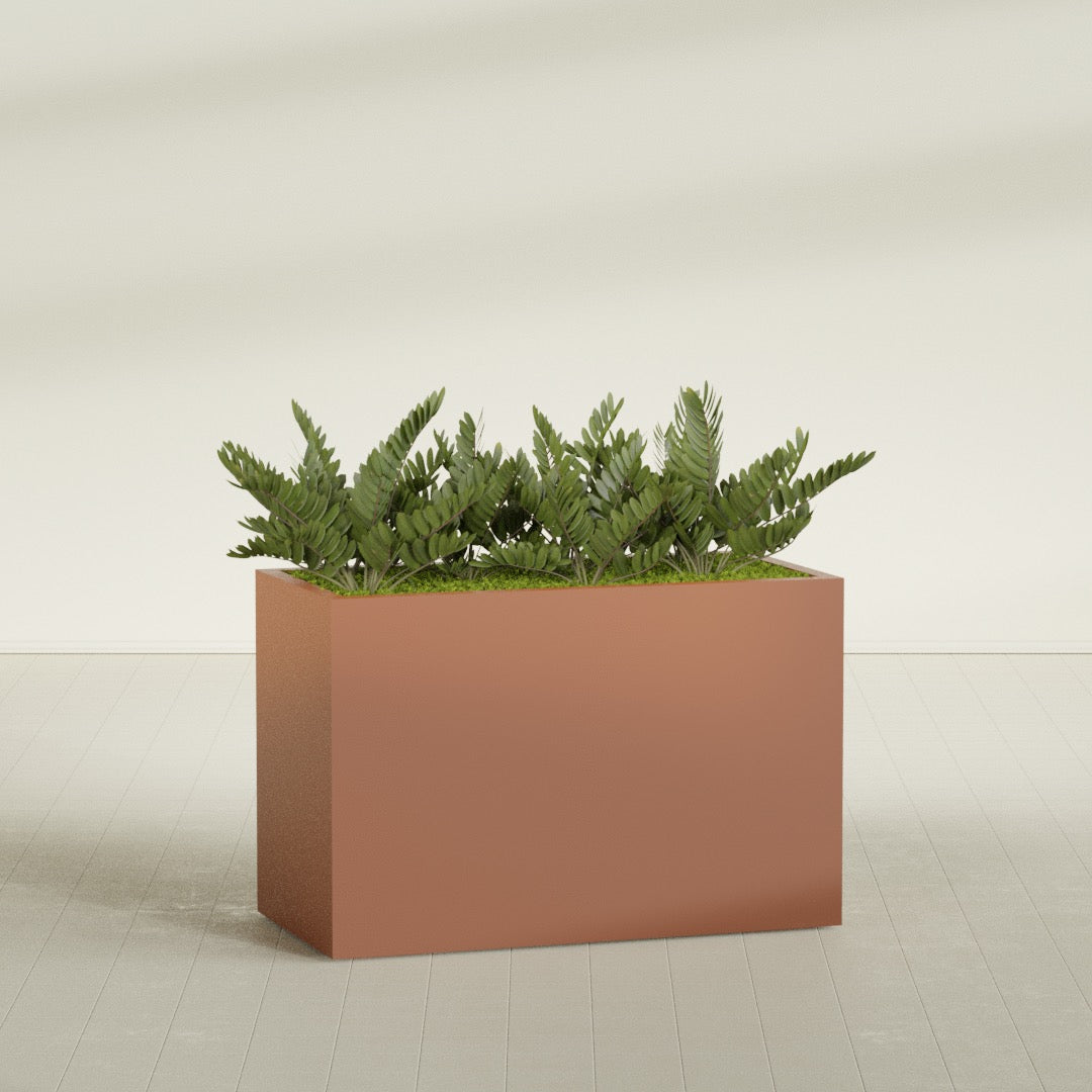Brisbane Extra Large Long Rectangle Fiberglass Planter - 48 in x 24 in x 32 in - Matte Terracotta - Matte Terracotta,48 in x 24 in x 32 in