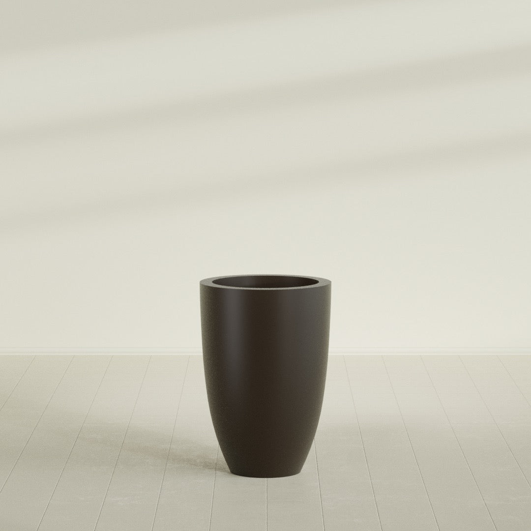 Brannan Large Round Fiberglass Planter - 24 in x 24 in x 35 in - Matte Brown - Matte Brown,24 in x 24 in x 35 in