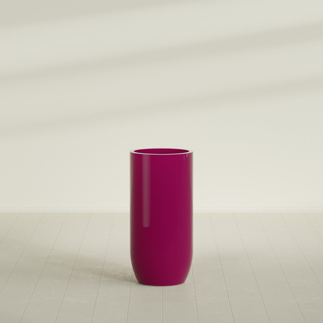 Saint Tropez Extra Large Tall Round Fiberglass Planter - 24 in x 24 in x 50 in - Gloss Eggplant - Gloss Eggplant,24 in x 24 in x 50 in