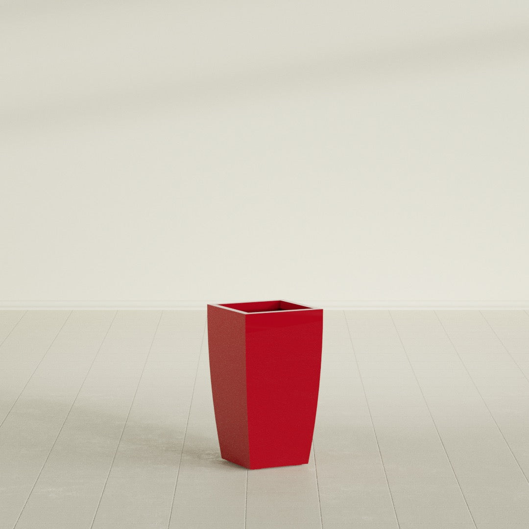 Toulan Medium Tall Tapered Square Fiberglass Planter - 12 in x 12 in x 22 in - Gloss Red - Gloss Red,12 in x 12 in x 22 in