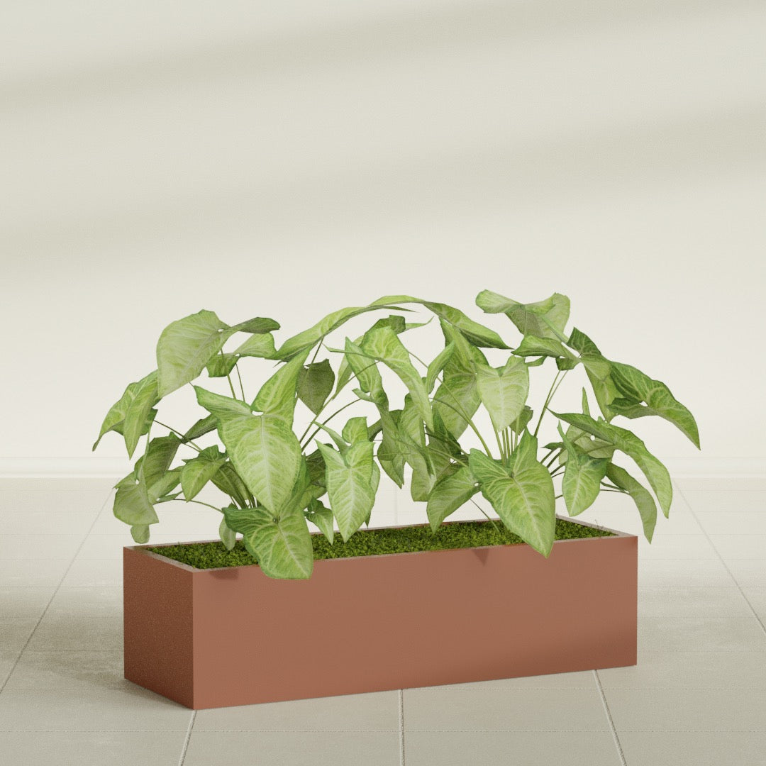 Reade Small Tabletop Rectangle Fiberglass Planter - 18 in x 6.5 in x 5 in - Matte Terracotta - Matte Terracotta,18.5 in x 6.5 in x 5 in