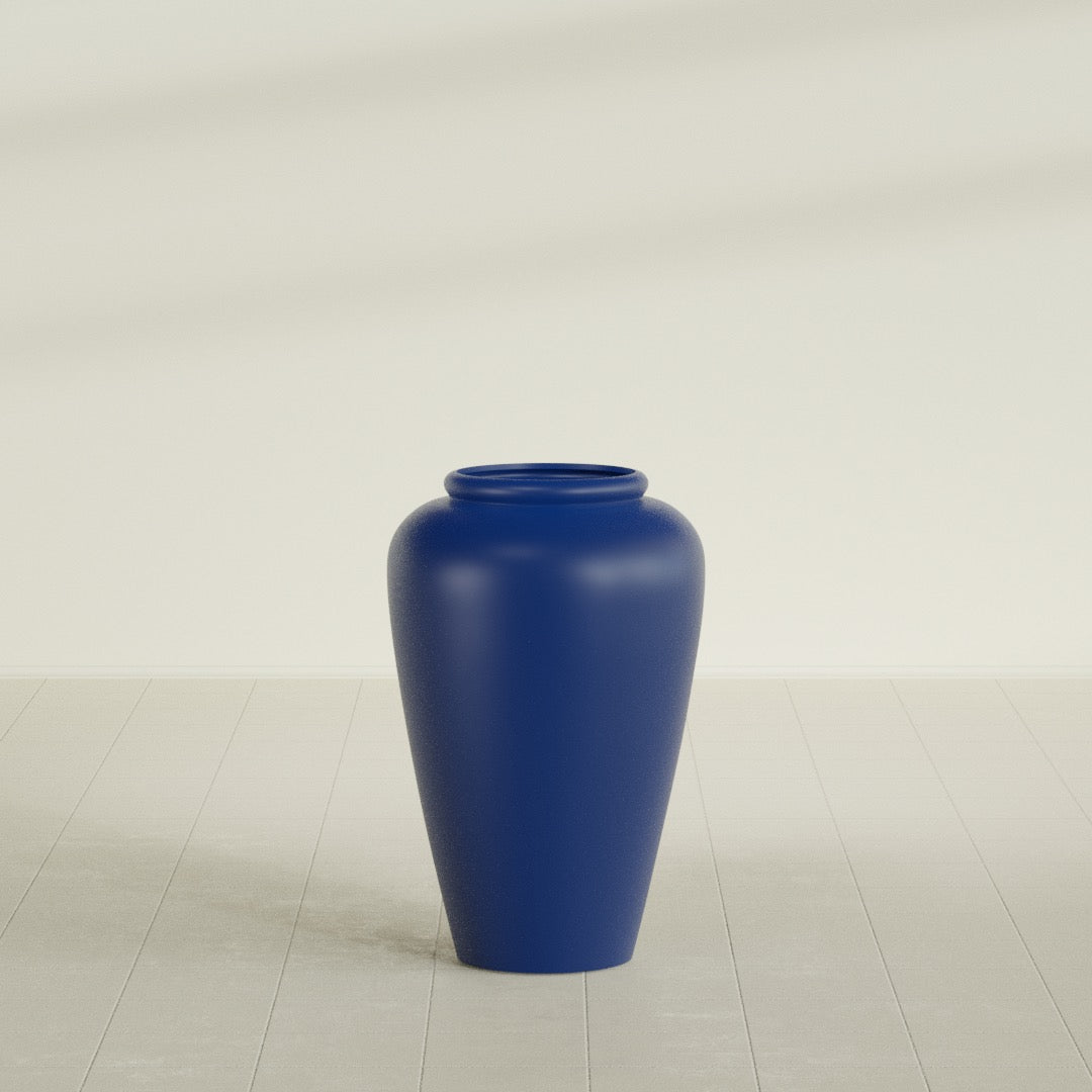 Bara Jar Large Round Fiberglass Planter - 20 in x 20 in x 31 in - Matte Cobalt Blue - Matte Cobalt Blue,20 in x 20 in x 32 in