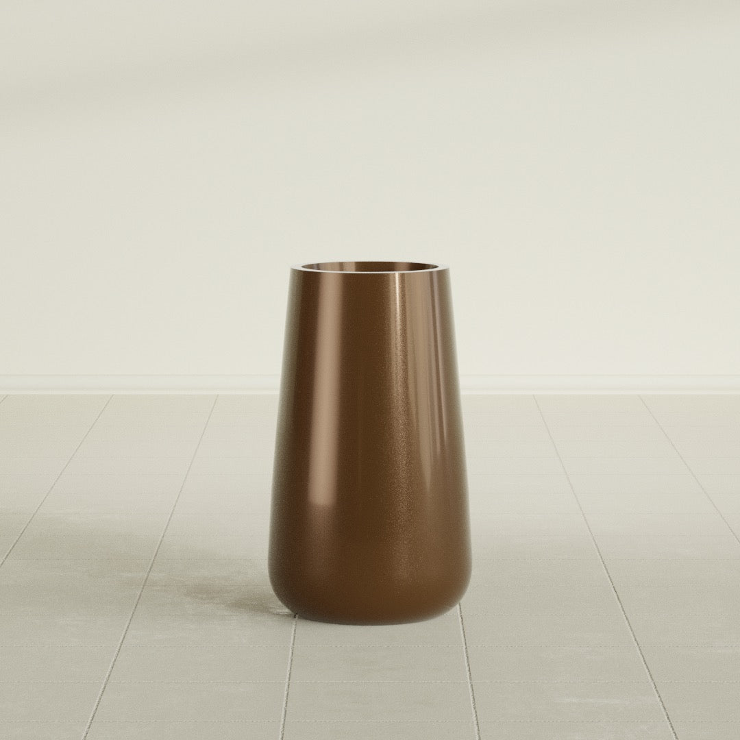 Saigon Large Tapered Round Planter - 14 in x 14 in x 30 in - Metallic Bronze - Metallic Bronze,13.7 in x 13.7 in 30 in