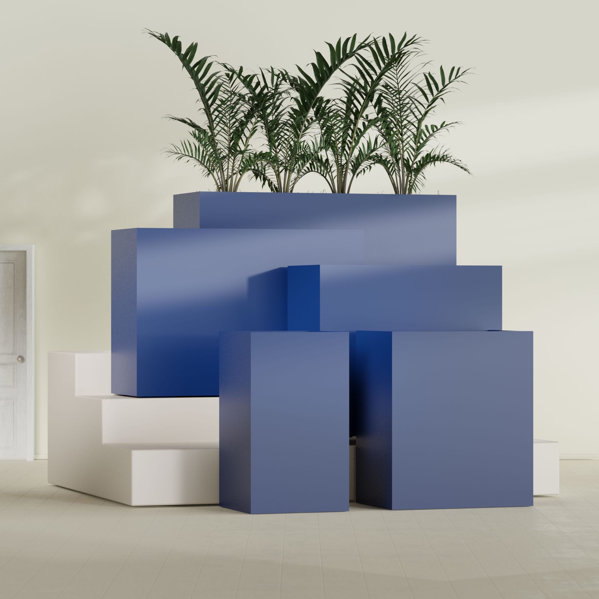 Darwin Large Tall Rectangle Fiberglass Planter - 24 in x 24 in x 42 in - Matte Cobalt Blue - Matte Cobalt Blue,24 in x 24 in x 42 in