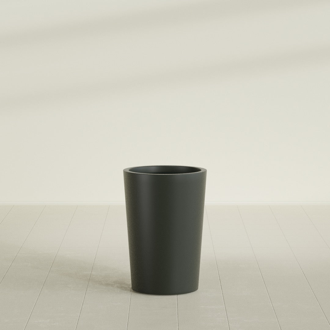 Tegel Medium Round Fiberglass Planter - 18 in x 18 in x 26 in - Matte Charcoal - Matte Charcoal,18 in x 18 in x 26 in