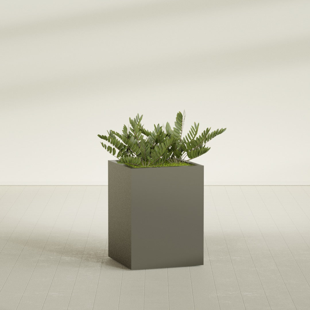 Brisbane Large Rectangle Fiberglass Planter - 24 in x 24 in x 32 in - Matte Bronze - Matte Bronze,24 in x 24 in x 32 in
