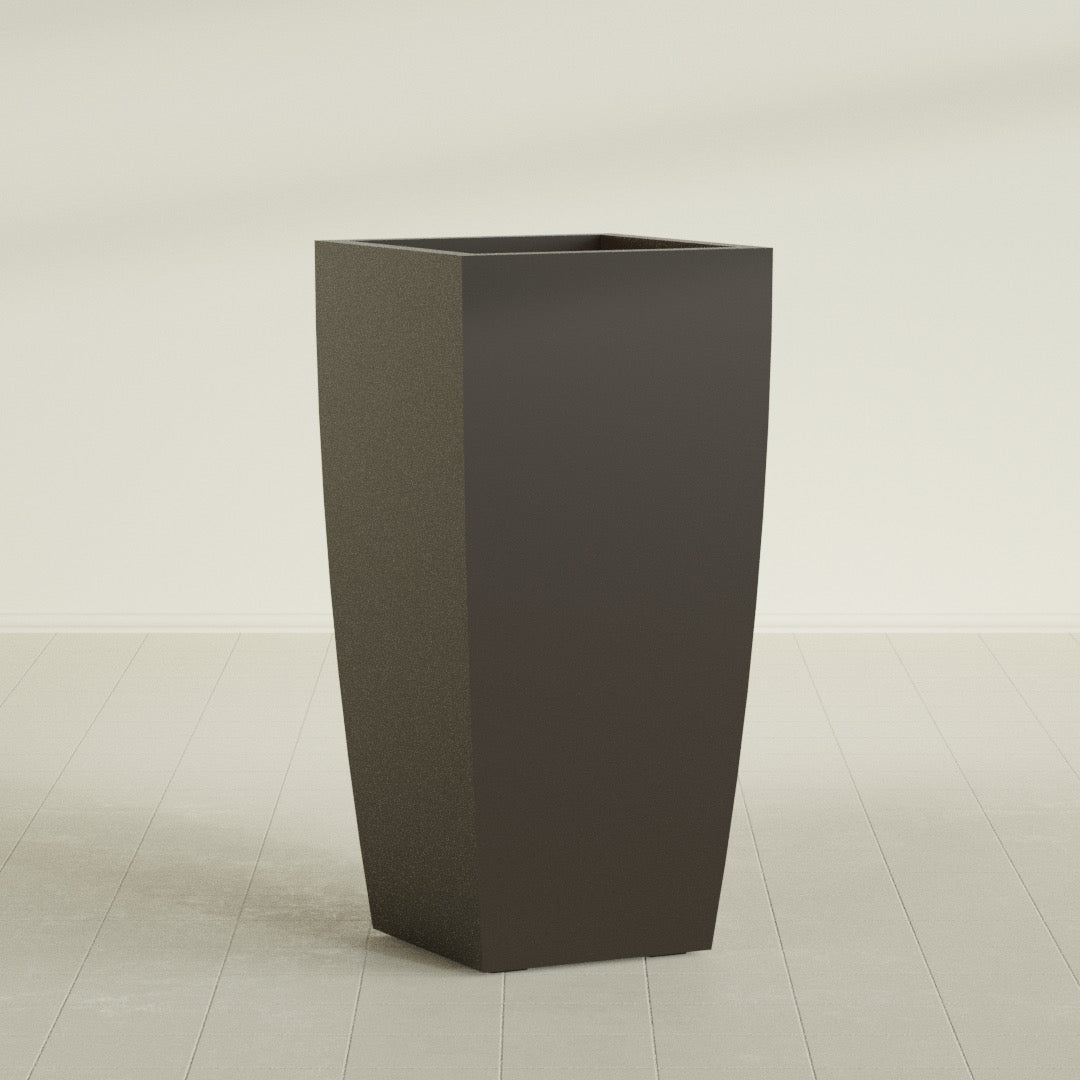 Toulan Extra Large Tall Tapered Square Fiberglass Planter - 23 in x 23 in x 48 in - Matte Brown - Matte Brown,23 in x 23 in x 48 in