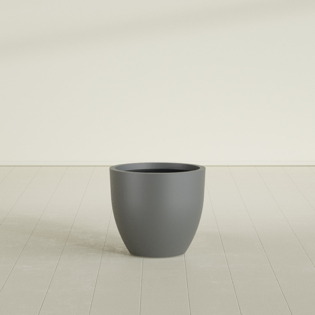 Wannsee Medium Round Fiberglass Planter - 27 in x 27 in x 24 in - Metallic Gunmetal - Metallic Gunmetal,27 in x 27 in x 24 in
