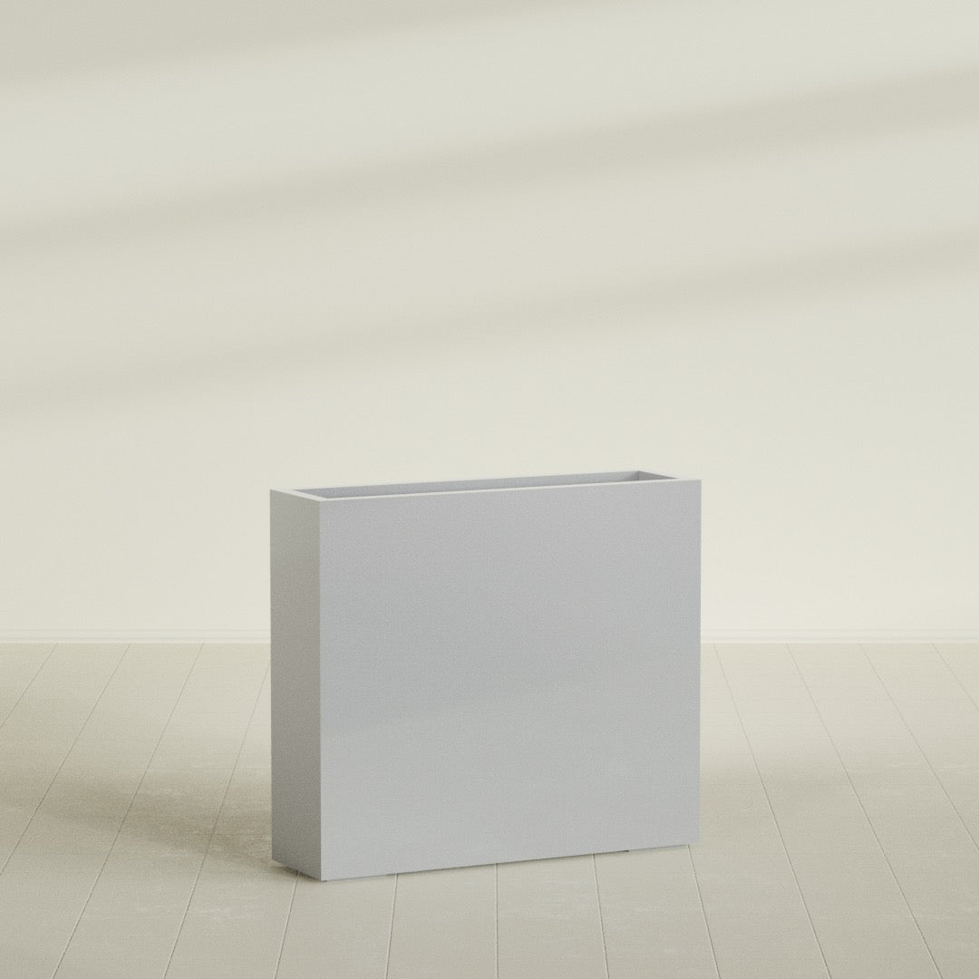 Amesbury Large Narrow Rectangle Fiberglass Planter - 36 in x 10 in x 32 in - Metallic Silver - Metallic Silver,36 in x 10 in x 32 in