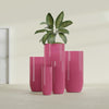Saint Tropez Large Tall Round Fiberglass Planter - 16 in x 16 in x 38 in - Gloss Pink Violet - Gloss Pink Violet,16 in x 16 in x 38 in