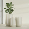 Tall Hayden Medium Round Fiberglass Planter - 12 in x 12 in x 20 in - Satin Beige - Satin Beige,12 in x 12 in x 20 in