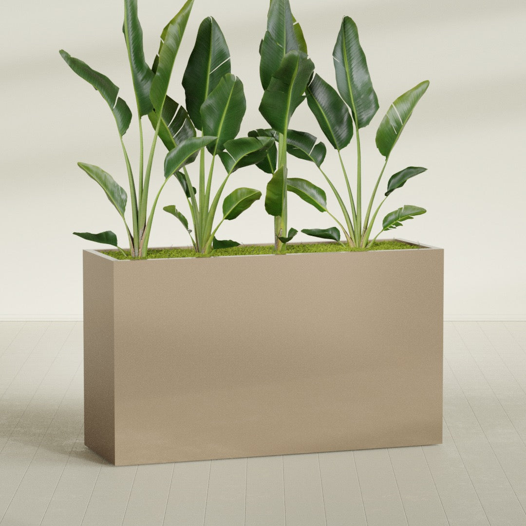 Darwin Extra Large Long Rectangle Fiberglass Planter - 72 in x 24 in x 42 in - Metallic Gold - Metallic Gold,72 in x 24 in x 42 in