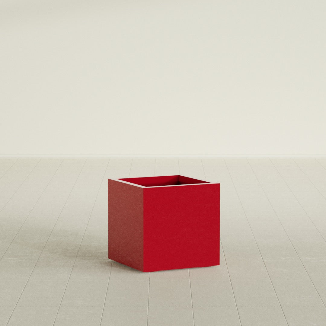 Montroy Medium Cube Square Fiberglass Planter - 20 in x 20 in x 20 in - Gloss Red - Gloss Red,20 in x 20 in x 20 in