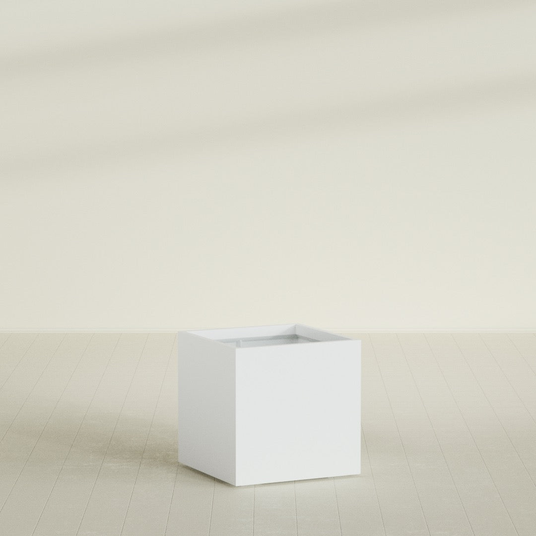 Montroy Large Cube Square Fiberglass Planter - 32 in x 32 in x 32 in - Matte White - Matte White,32 in x 32 in x 32 in