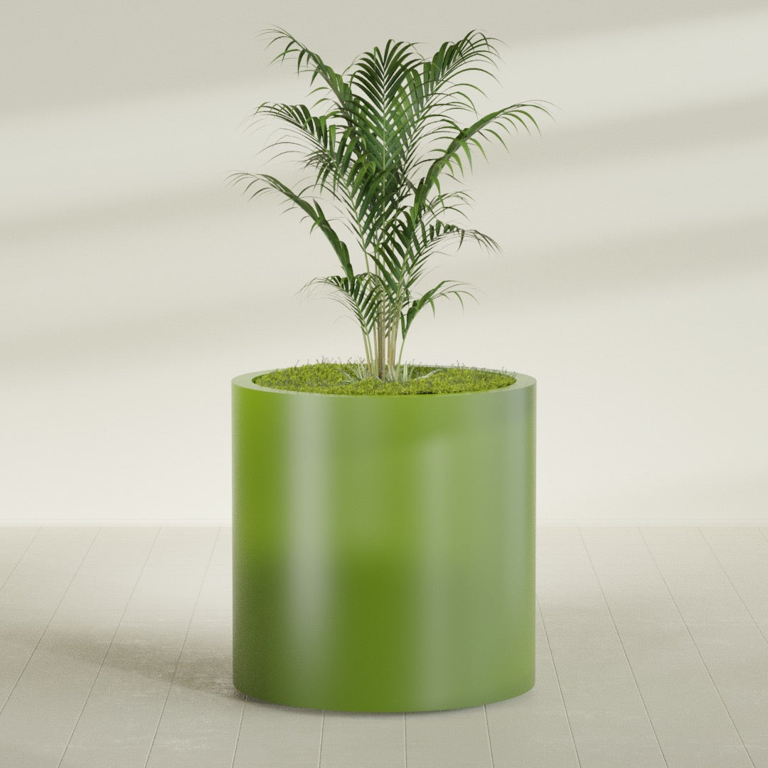 Rio Grande Large Round Fiberglass Planter - 30 in x 30 in x 32 in - Satin Green - Satin Green,30 in x 30 in x 32 in