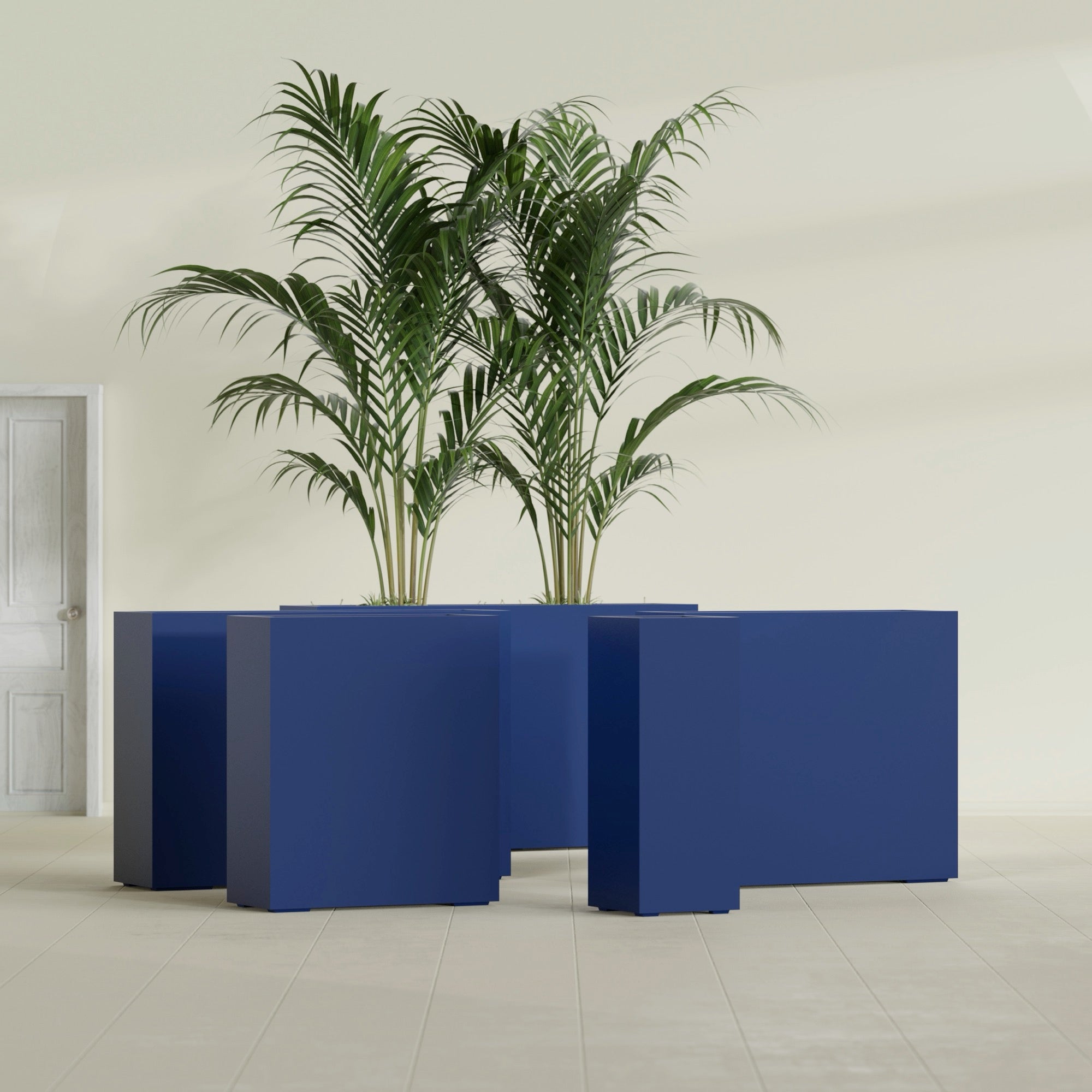 Perth Extra Large Long Rectangle Fiberglass Planter - 60 in x 16 in x 42 in - Matte Cobalt Blue - Matte Cobalt Blue,60 in x 16 in x 42 in