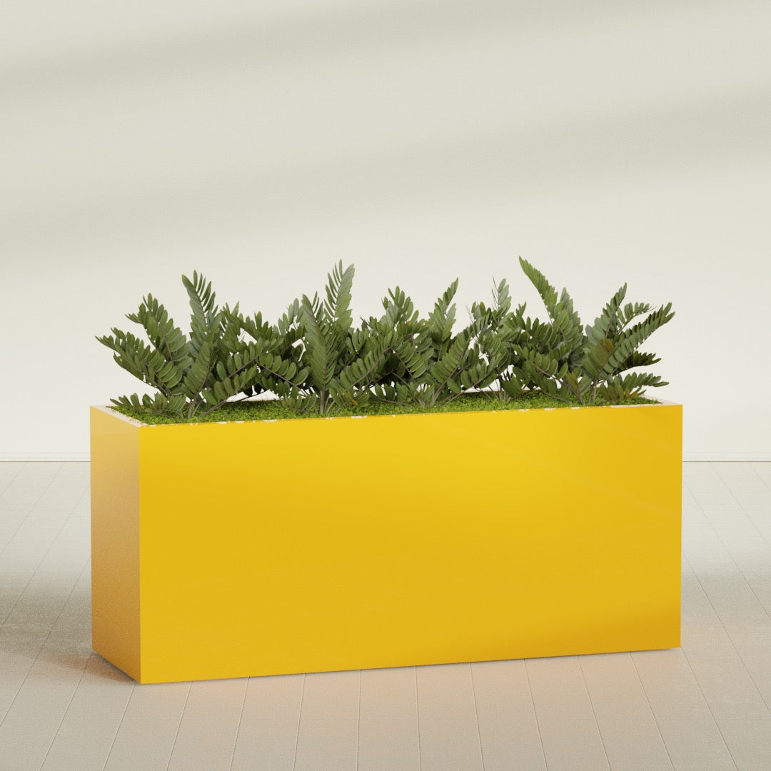 Brisbane Extra Large Long Rectangle Fiberglass Planter - 72 in x 24 in x 32 in - Gloss Saffron - Gloss Saffron,72 in x 24 in x 32 in