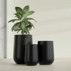 Tall Hayden Medium Round Fiberglass Planter - 12 in x 12 in x 20 in - Matte Black - Matte Black,12 in x 12 in x 20 in