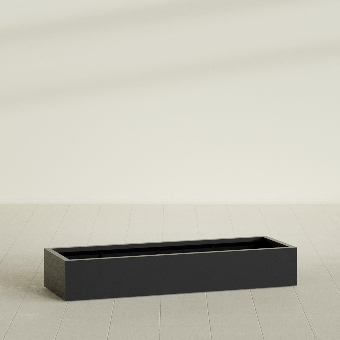 Antwerp Extra Large Long Rectangle Fiberglass Planter - 72 in x 24 in x 12 in - Matte Black - Matte Black,72 in x 24 in x 12 in