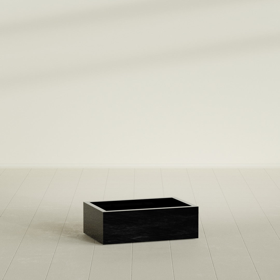 Antwerp Large Long Rectangle Fiberglass Planter - 36 in x 24 in x 12 in - Gloss Black - Gloss Black,36 in x 24 in x 12 in