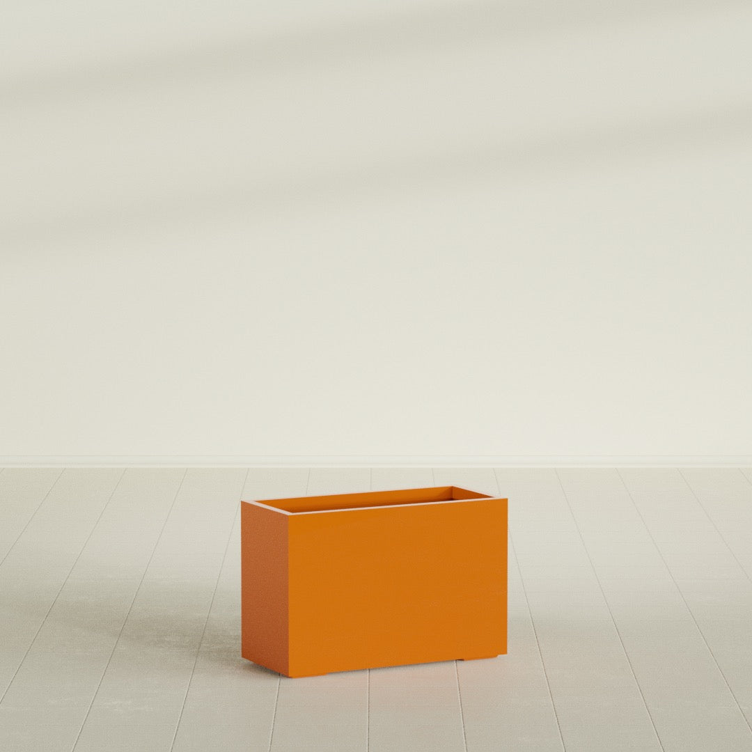Tolga Large Rectangle Fiberglass Planter - 36 in x 16 in x 24 in - Gloss Tangerine - Gloss Tangerine,36 in x 16 in x 24 in