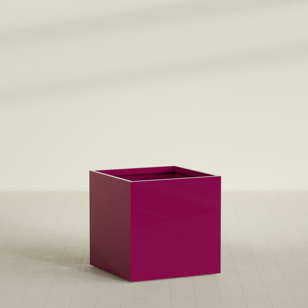 Montroy Large Cube Square Fiberglass Planter - 40 in x 40 in x 40 in - Gloss Eggplant - Gloss Eggplant,40 in x 40 in x 40 in