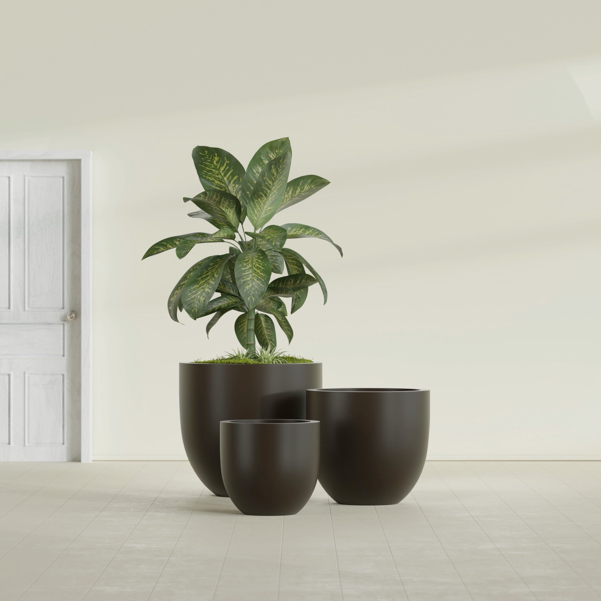 Alzira Large Round Fiberglass Planter - 30 in x 30 in x 28 in - Matte Brown - Matte Brown,30 in x 30 in x 28 in