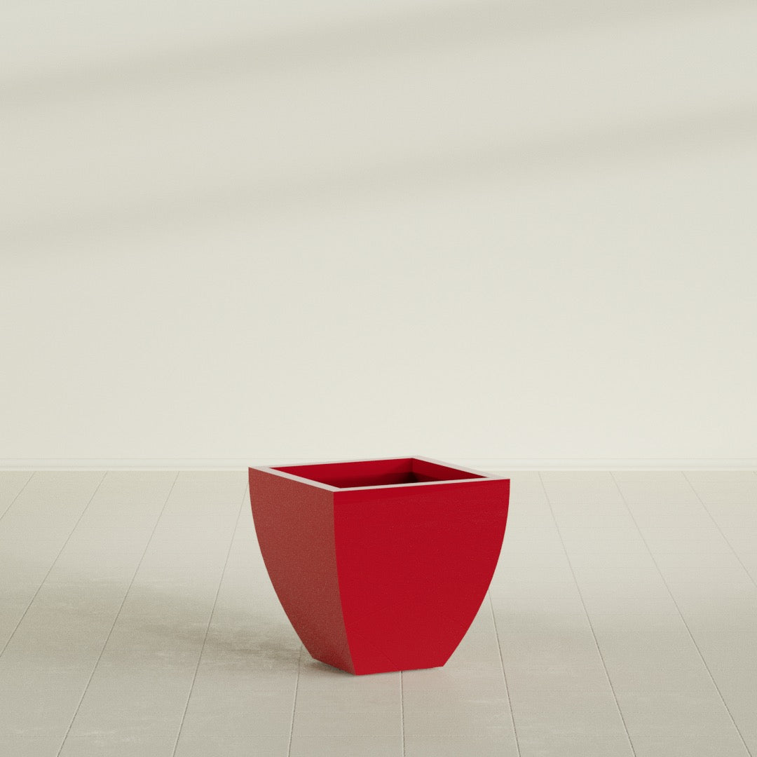 Lima Medium Tapered Square Fiberglass Planter - 20 in x 20 in x 20 in - Gloss Red - Gloss Red,20 in x 20 in x 20 in