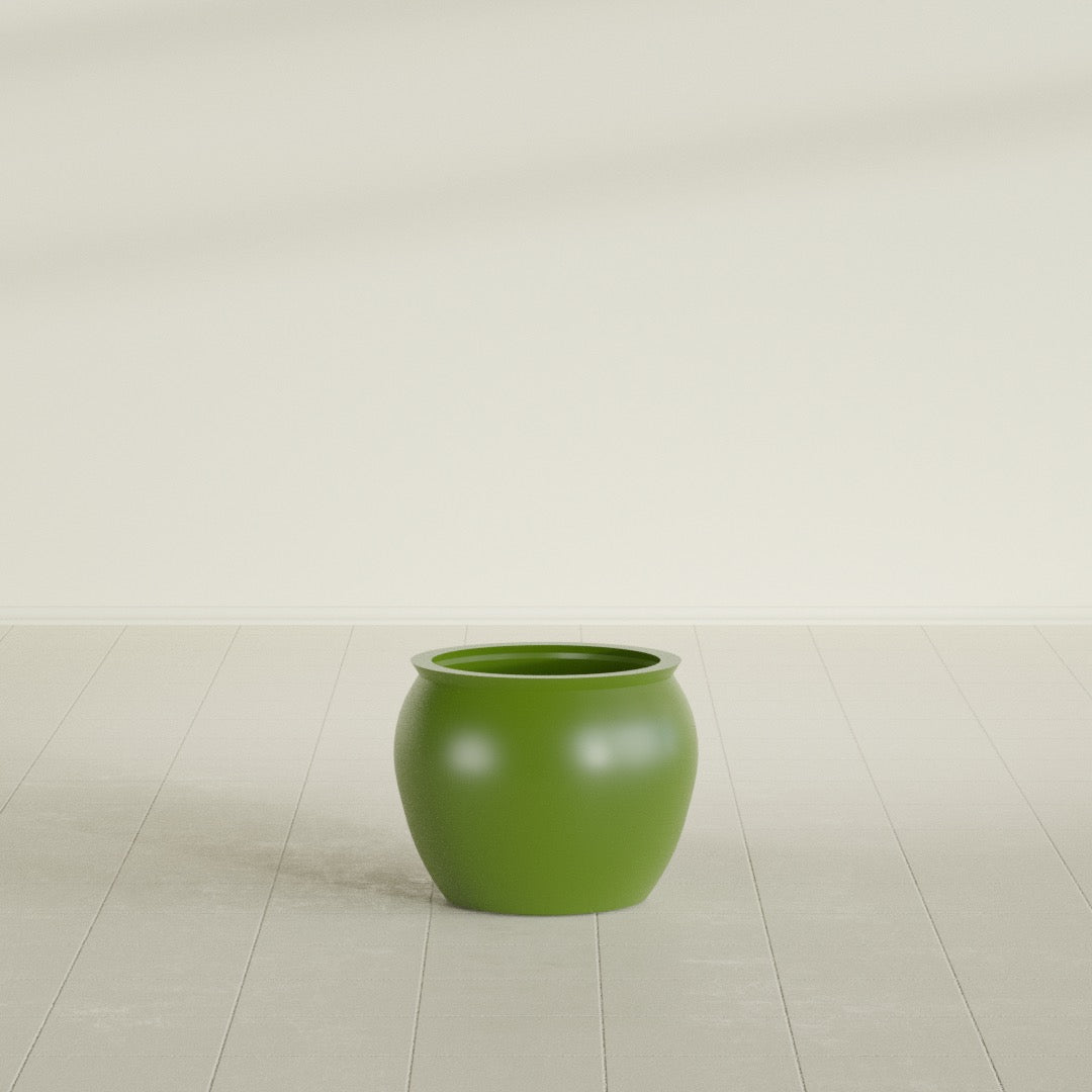 Fishbowl Small Round Fiberglass Planter - 16 in x 16 in x 14 in - Satin Green - Satin Green,16 in x 16 in x 14 in
